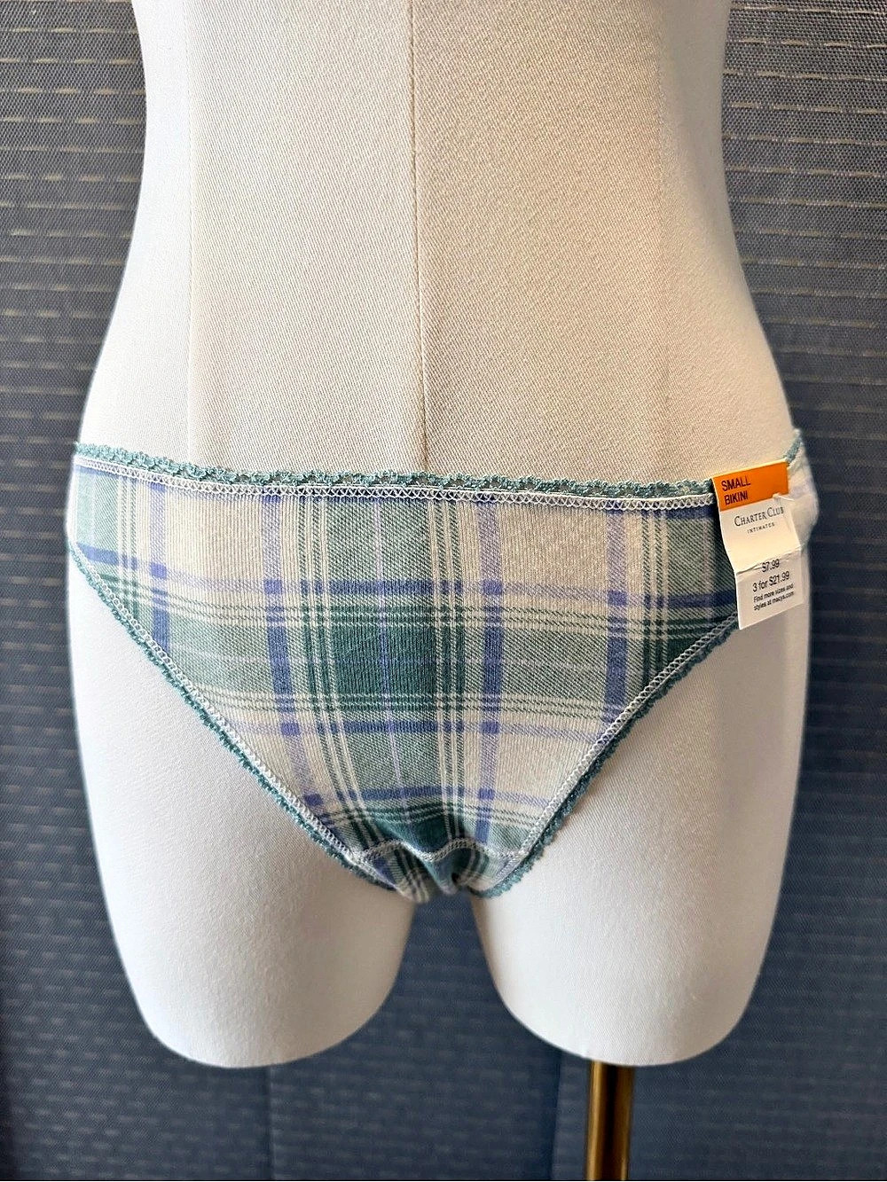 Charter Club Everyday Cotton Plaid Bikini Panties